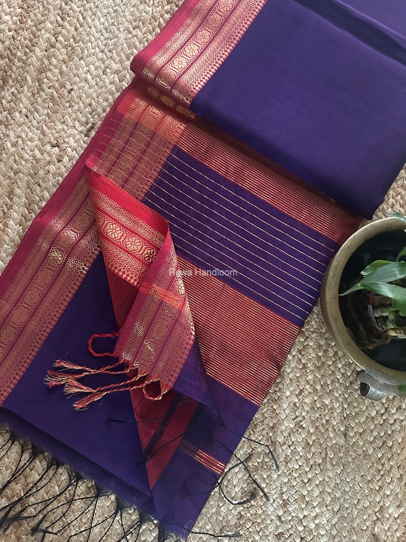 Maheshwari Zari Border Plain Saree 