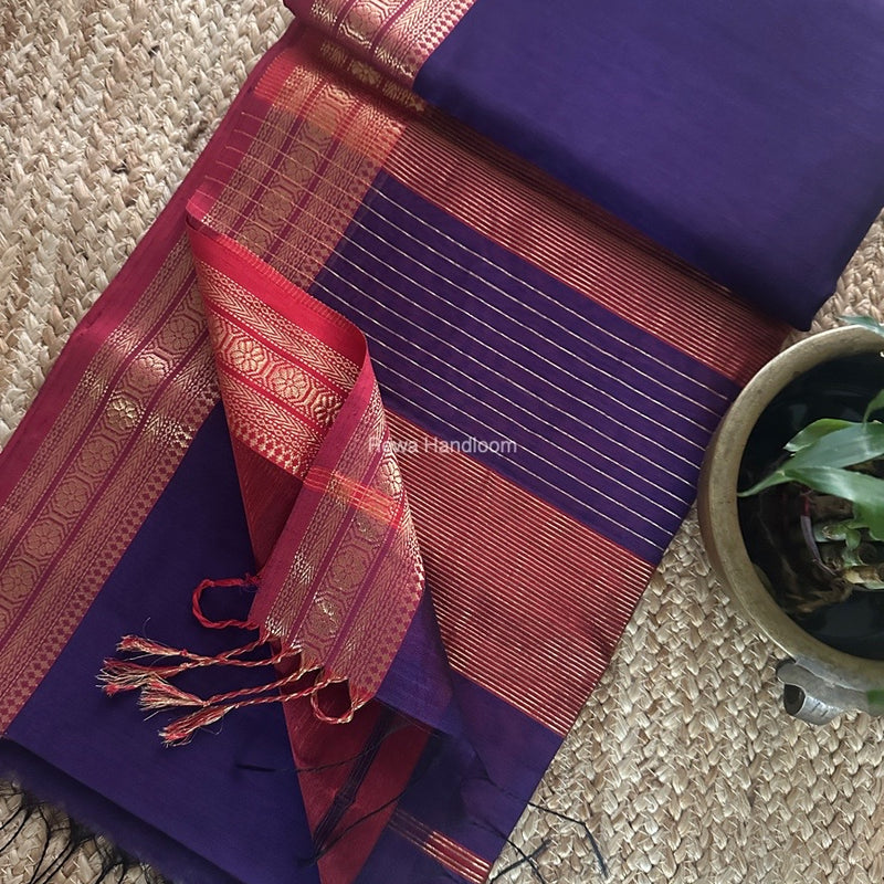 Maheshwari Zari Border Plain Saree 