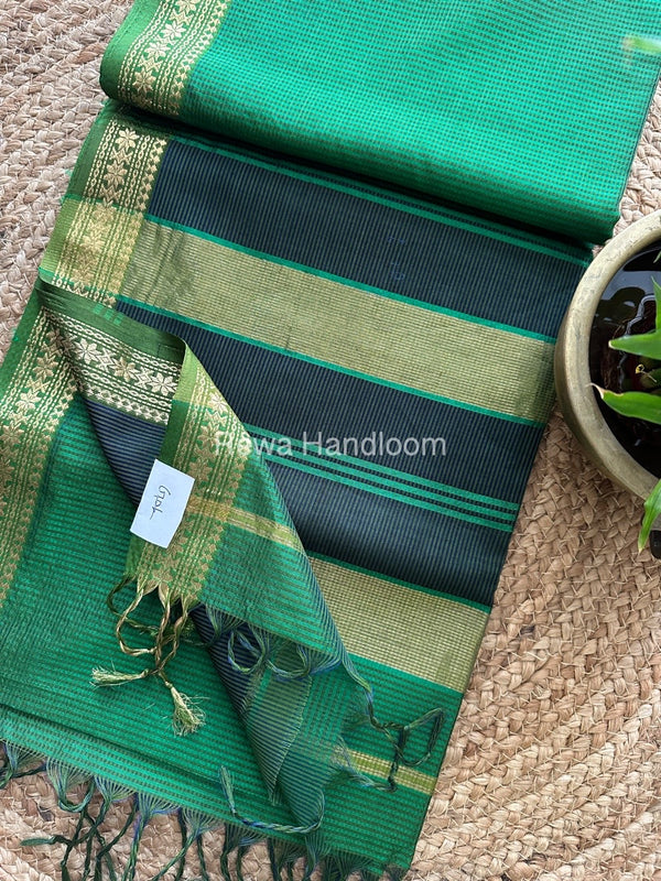 Maheshwari Green Garbha Reshami Silk Saree GS124