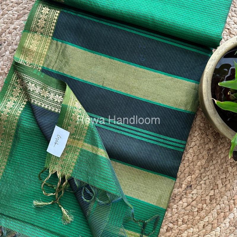 Maheshwari Green Garbha Reshami Silk Saree GS124