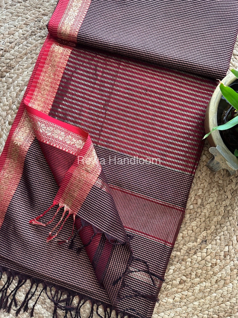 Maheshwari Brown Garbha Reshami Silk Saree GS125