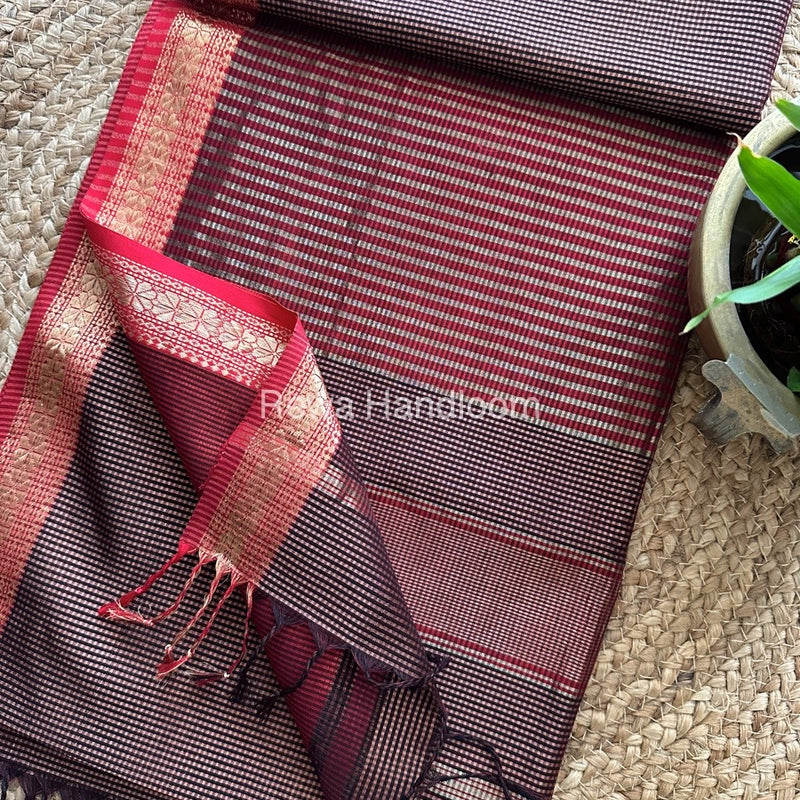 Maheshwari Brown Garbha Reshami Silk Saree GS125