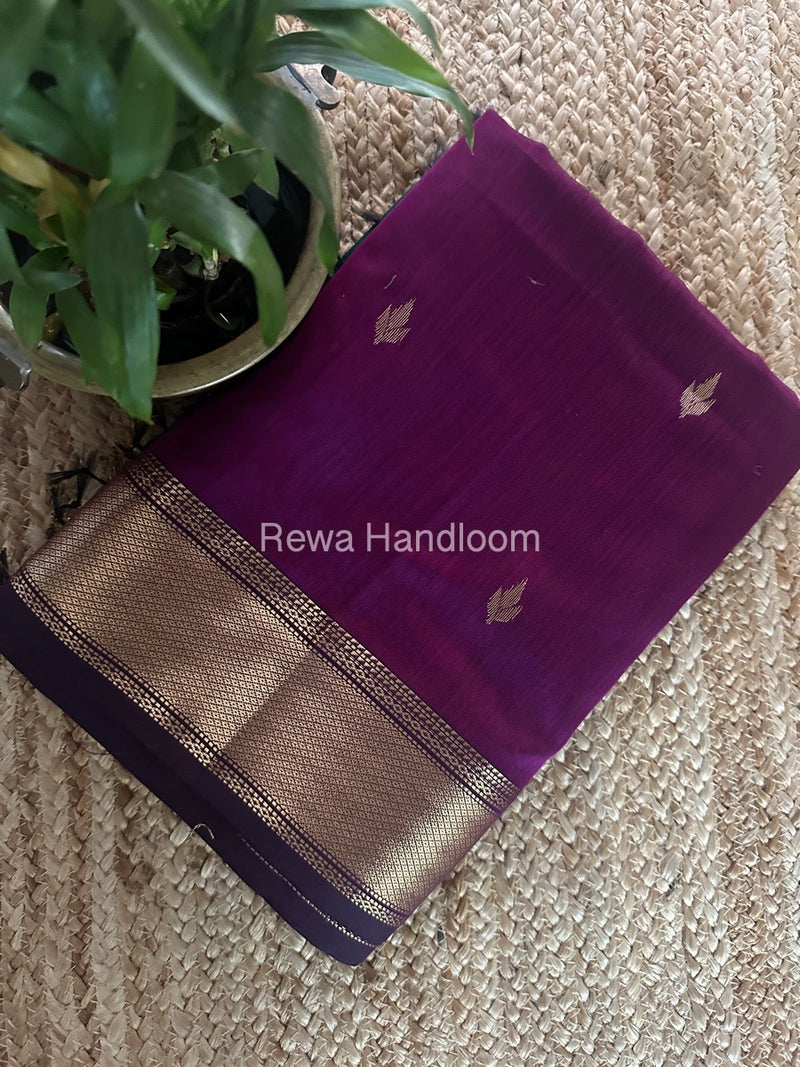 Maheshwari Dark Magenta Butta Pallu Saree BTPS062