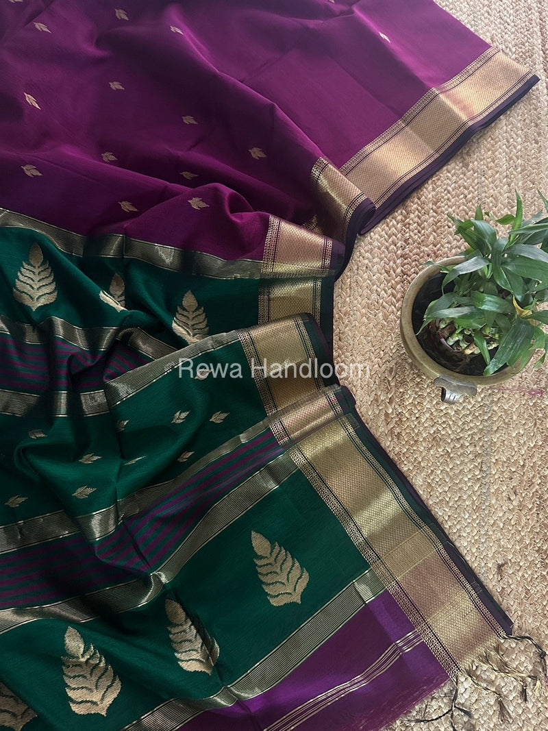 Maheshwari Dark Magenta Butta Pallu Saree BTPS062