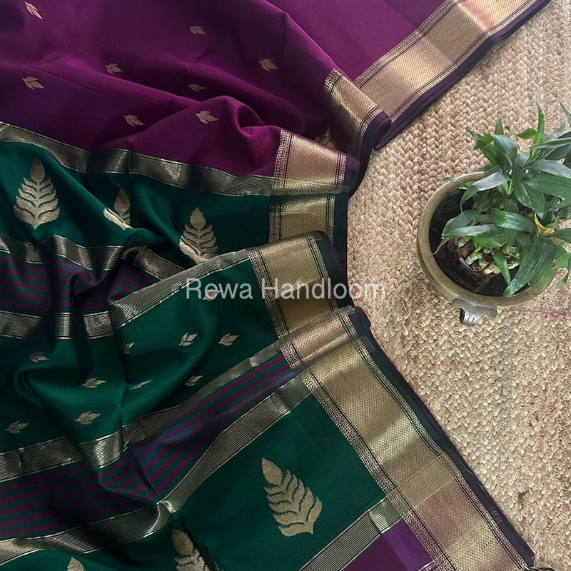 Maheshwari Dark Magenta Butta Pallu Saree BTPS062