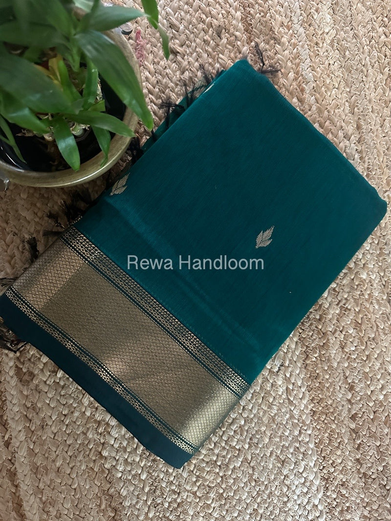 Maheshwari Green Butta Pallu Saree BTPS061