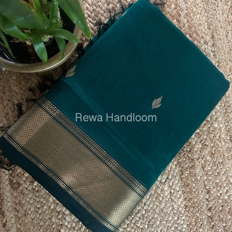 Maheshwari Green Butta Pallu Saree BTPS061
