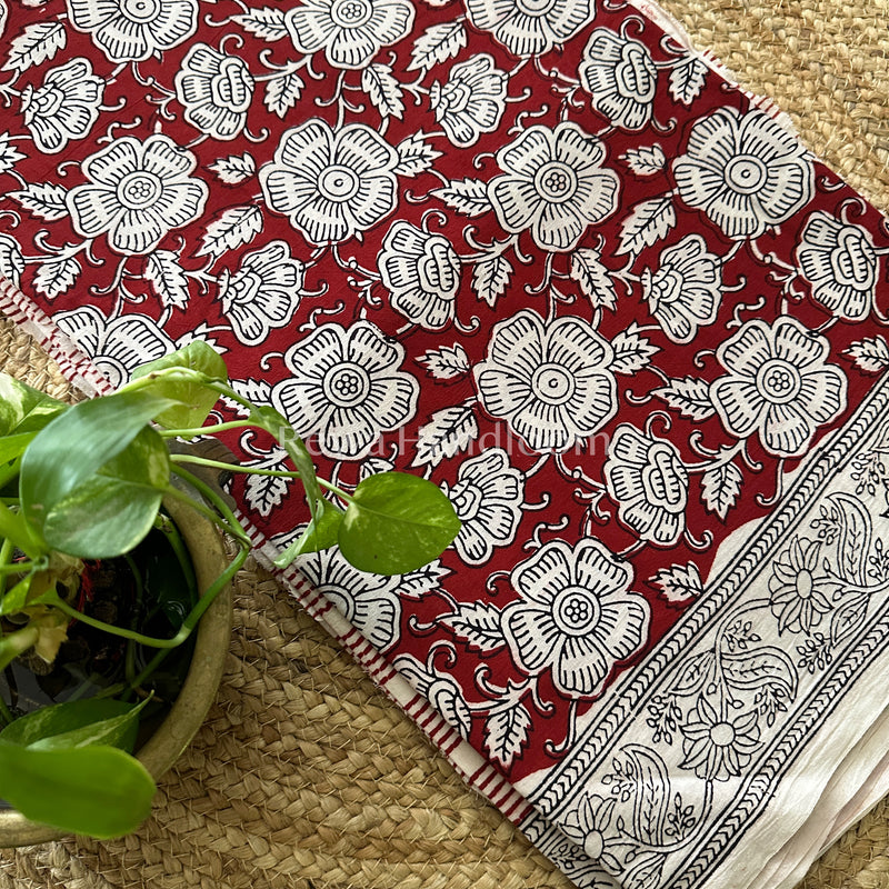 Red-White Bagh Print Cotton Suit-BCS06