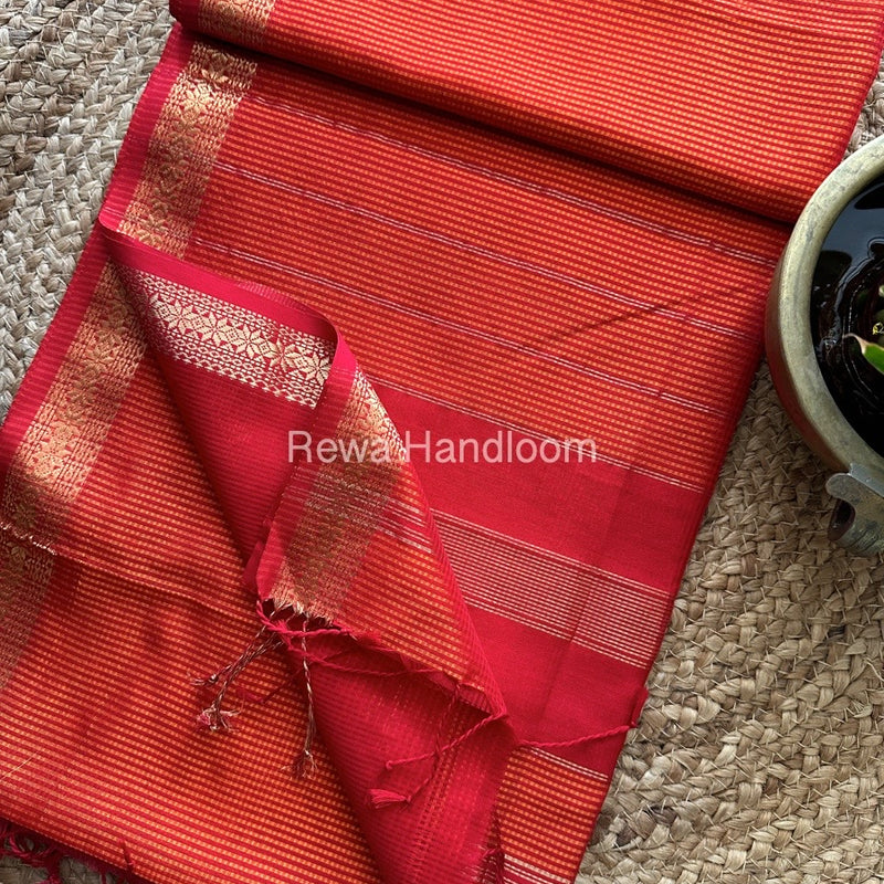 Maheshwari Orange Garbha Reshami Silk Saree GS138