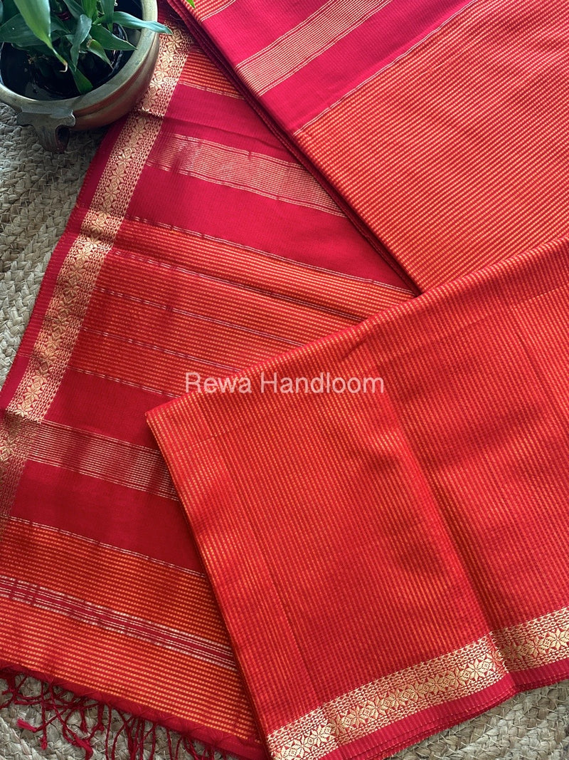 Maheshwari Orange Garbha Reshami Silk Saree GS138