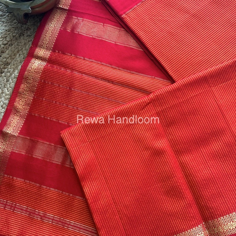 Maheshwari Orange Garbha Reshami Silk Saree GS138