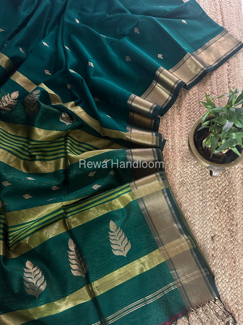 Maheshwari Green Butta Pallu Saree BTPS061