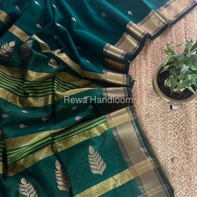 Maheshwari Green Butta Pallu Saree BTPS061
