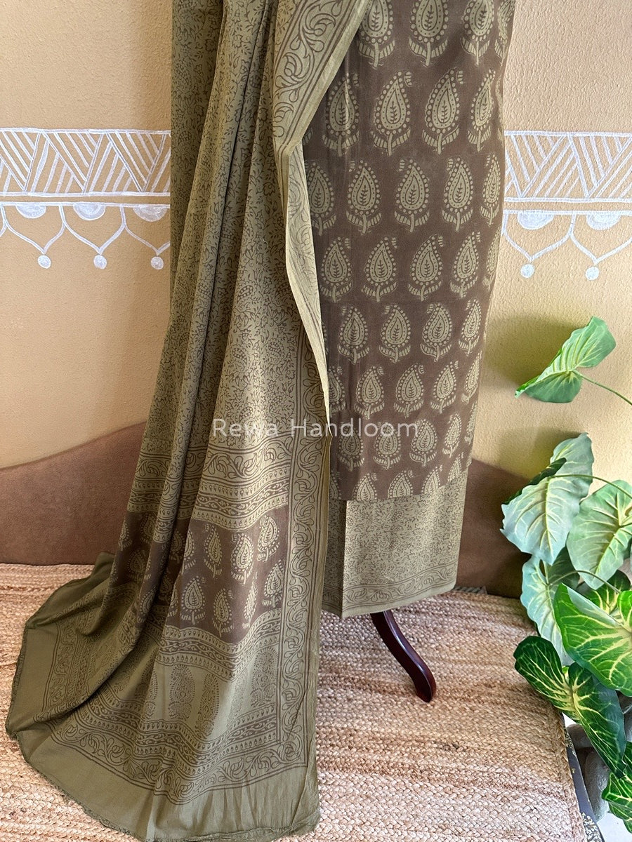 Brown Bagh Print Cotton Suit BCS0017