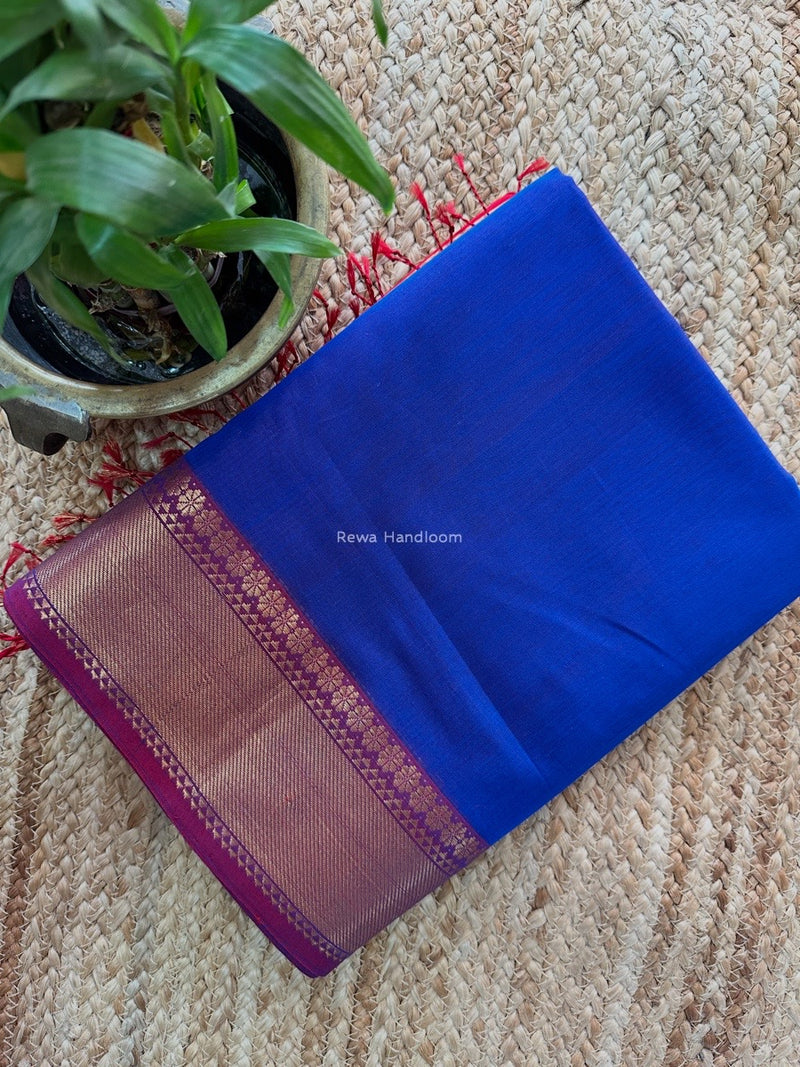 Maheshwari Blue Flower Butti Saree NPBS011