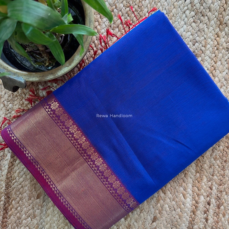 Maheshwari Blue Flower Butti Saree NPBS011