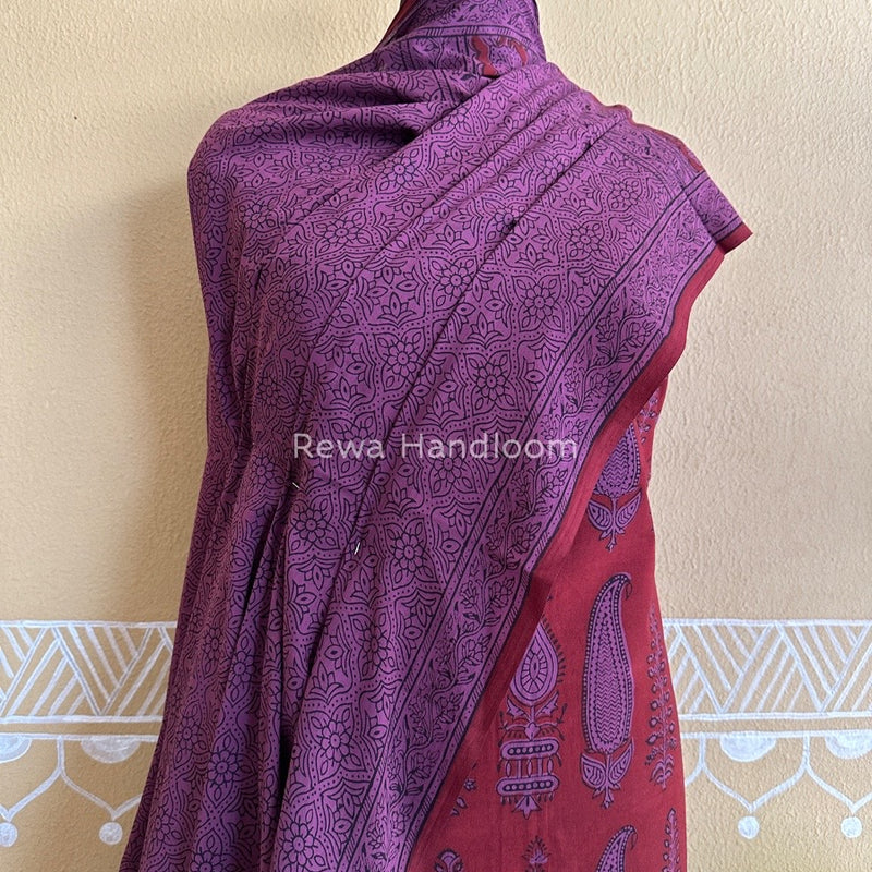 Maroon-Magenta Bagh Print Cotton Suit BCS0019