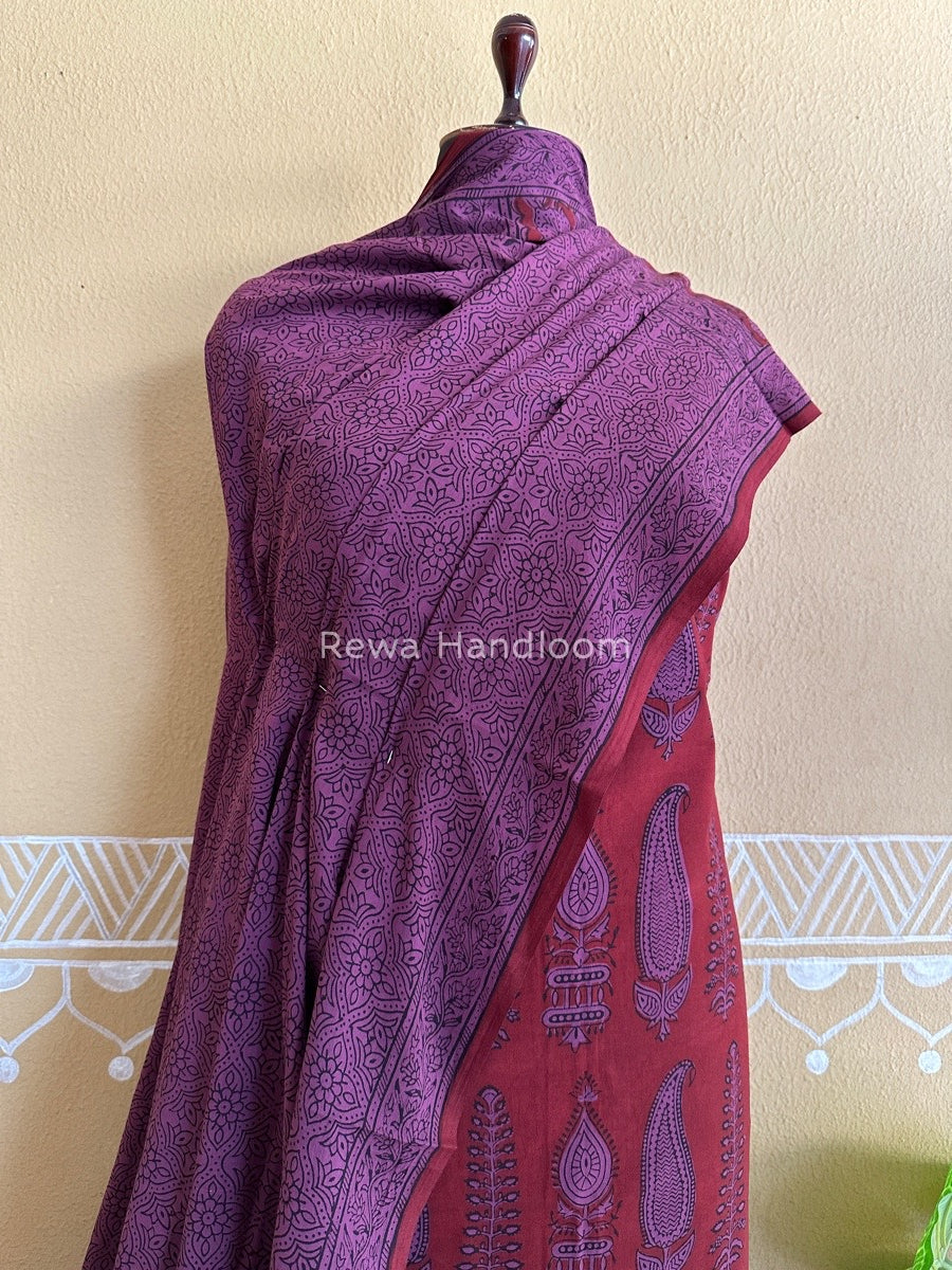 Maroon-Magenta Bagh Print Cotton Suit BCS0019