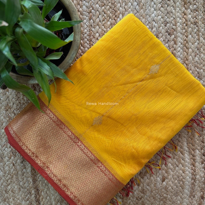 Maheshwari Golden Yellow Sheded Butti Saree SBBS011
