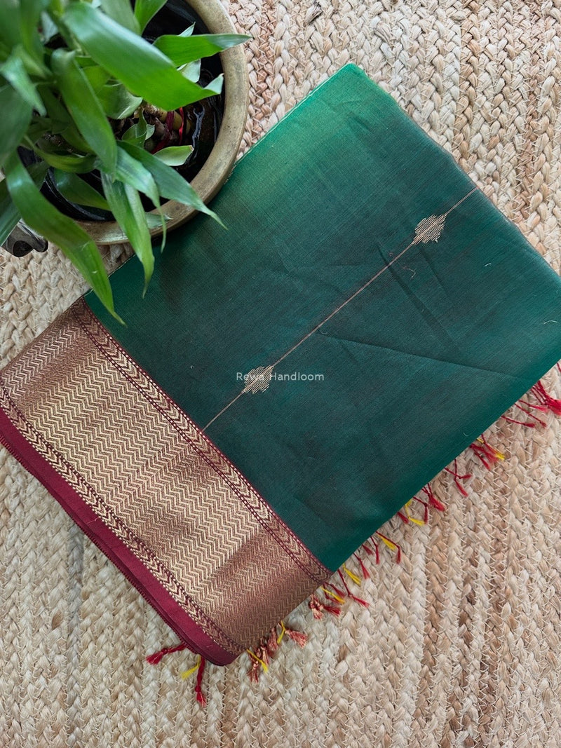 Maheshwari Green Sheded Butti Saree SBBS09