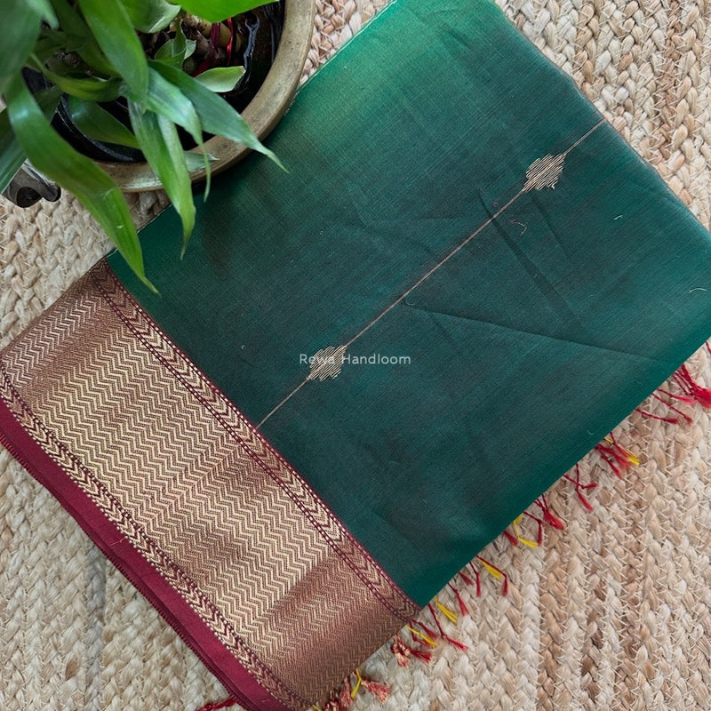 Maheshwari Green Sheded Butti Saree SBBS09