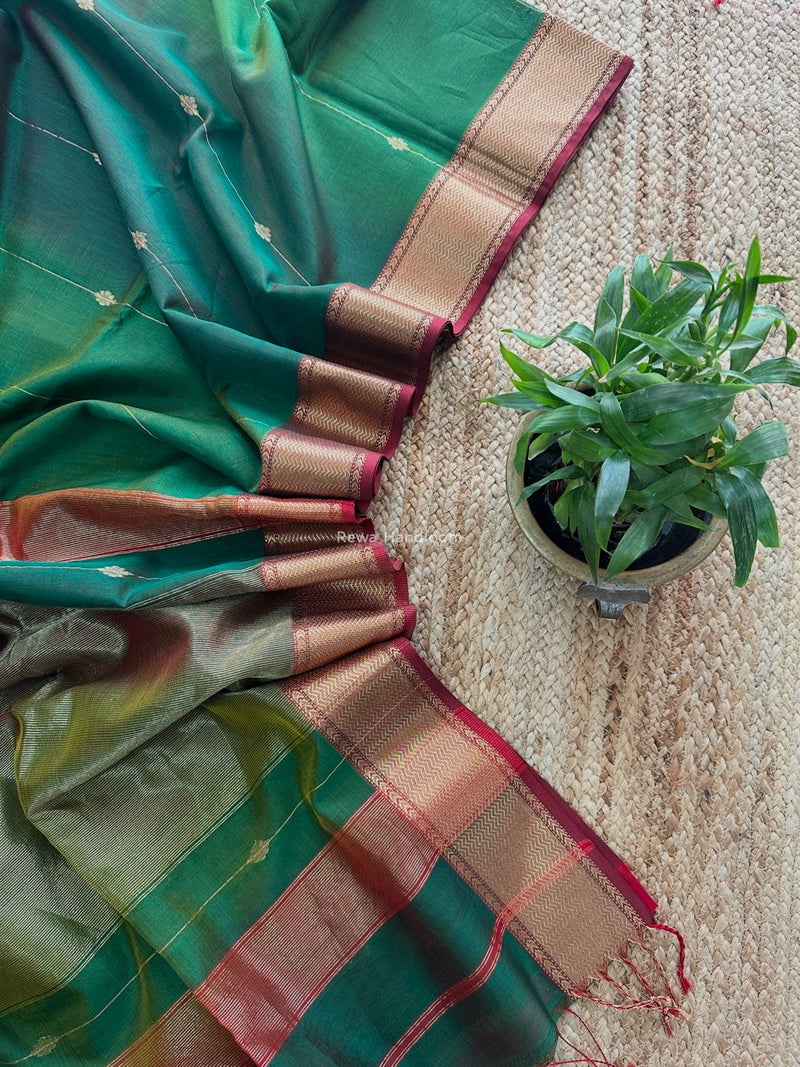Maheshwari Green Sheded Butti Saree SBBS09