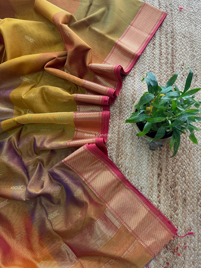 Maheshwari Mustard Shaded Butti Saree SBBS012