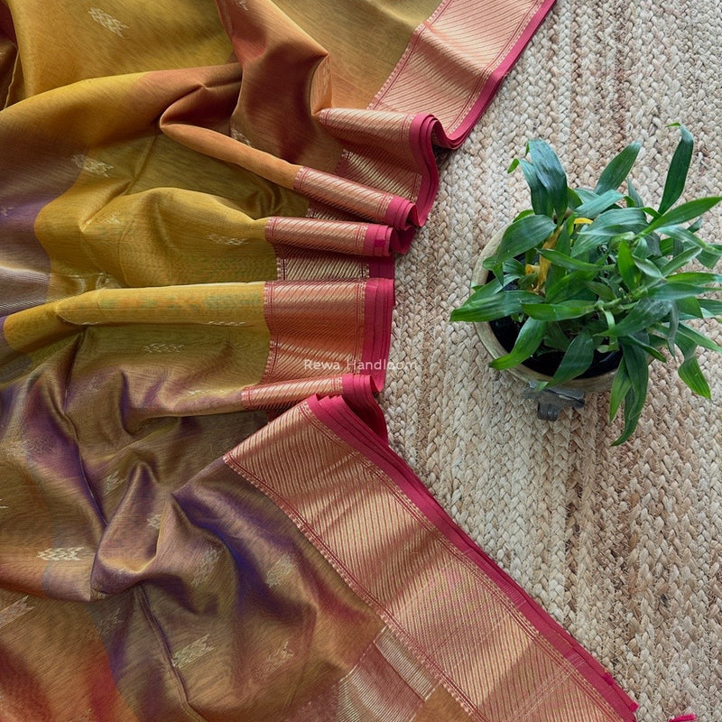 Maheshwari Mustard Shaded Butti Saree SBBS012