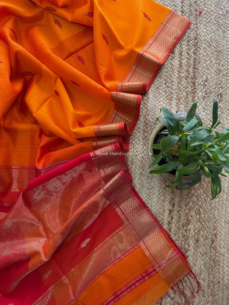 Maheshwari Orange Sheded Butti Saree SBBS014