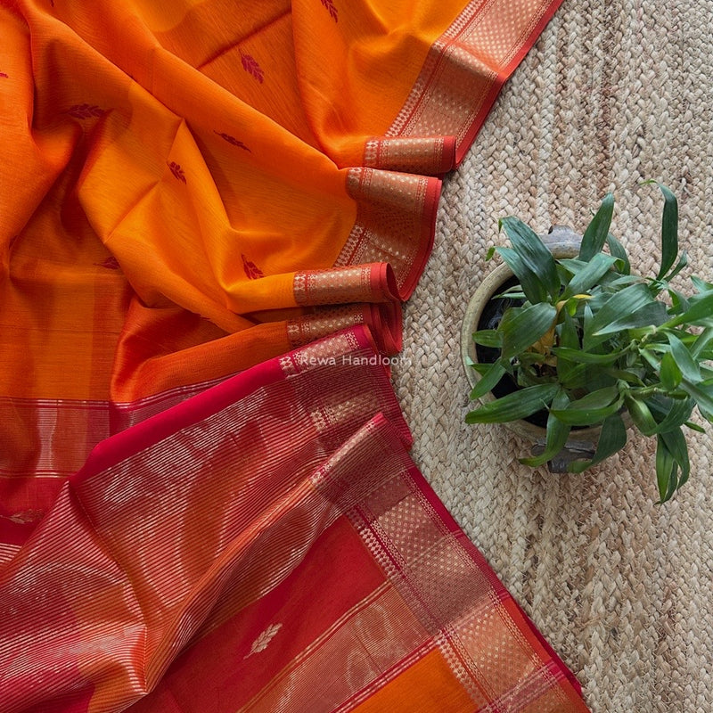 Maheshwari Orange Sheded Butti Saree SBBS014
