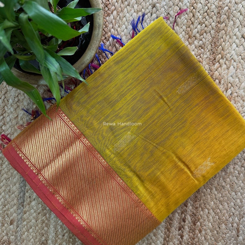 Maheshwari Mustard Yellow Shaded Butti Saree SBBS08