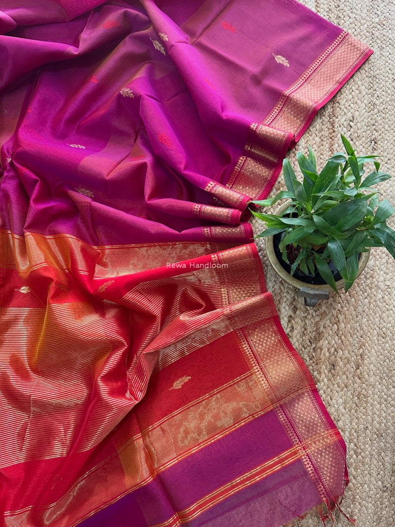 Maheshwari Magenta Shaded Butti Saree SBBS010