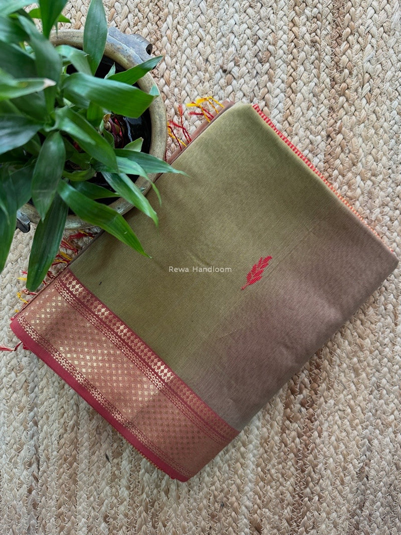 Maheshwari Light Brown Sheded Butti Saree SBBS013
