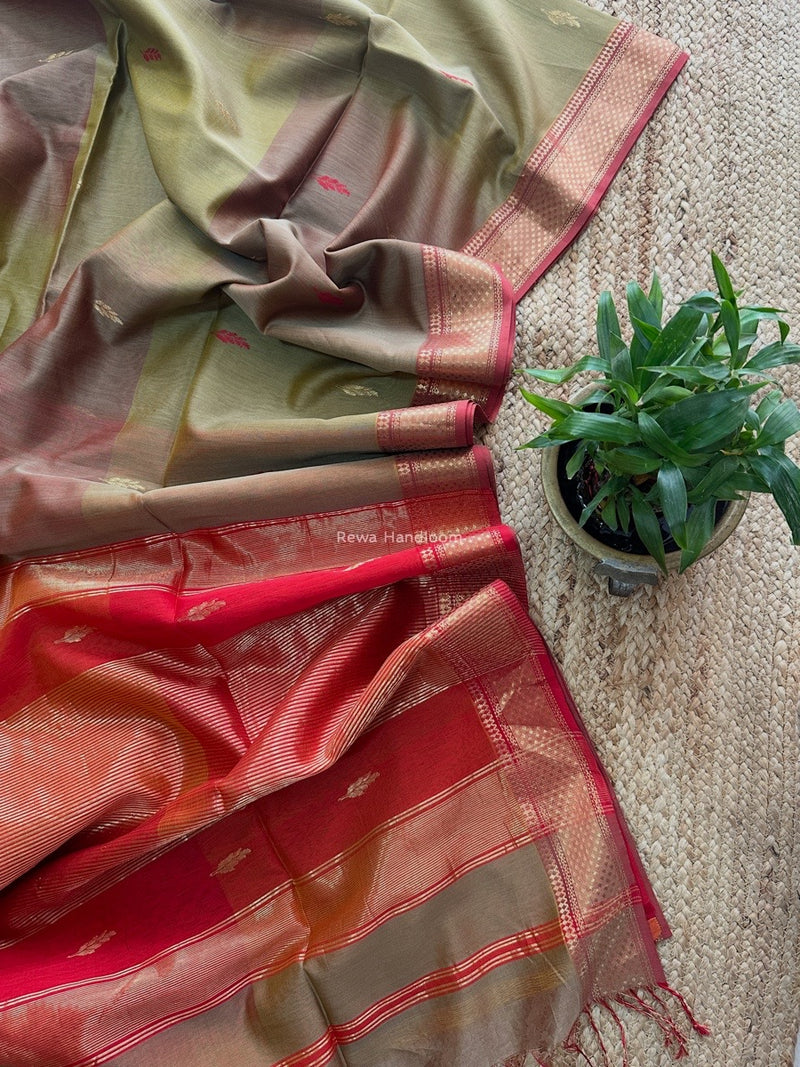 Maheshwari Light Brown Sheded Butti Saree SBBS013