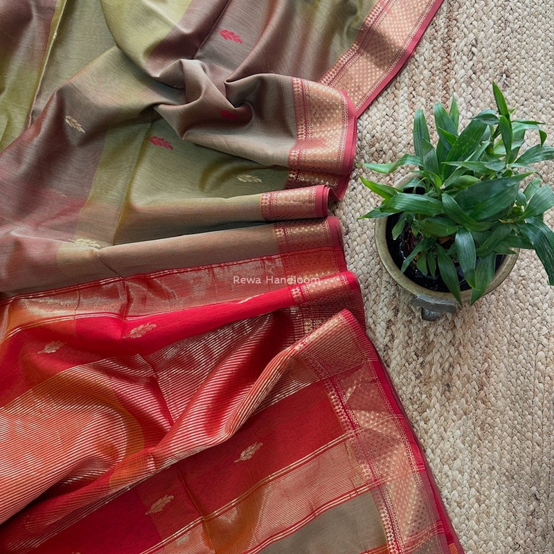 Maheshwari Light Brown Sheded Butti Saree SBBS013