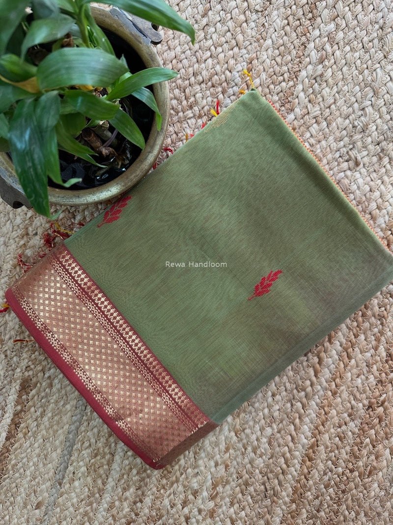 Maheshwari Pista Green Shaded Butti Saree SBBS07