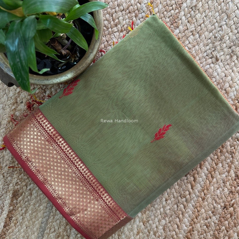 Maheshwari Pista Green Shaded Butti Saree SBBS07