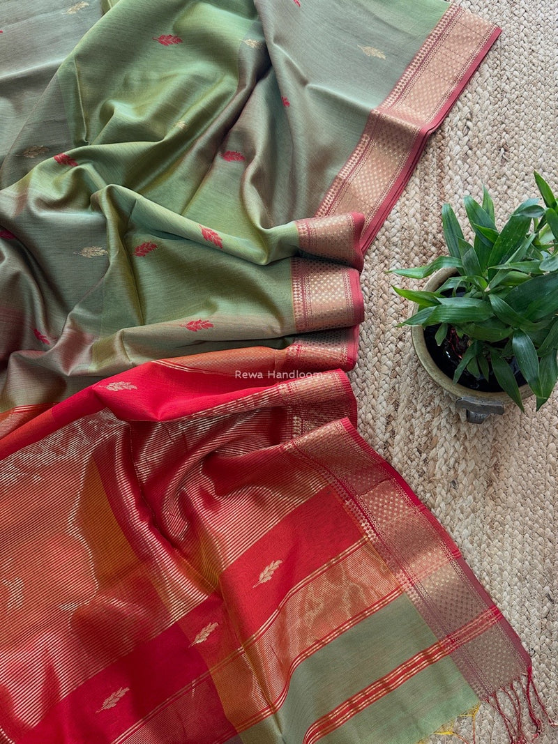Maheshwari Pista Green Shaded Butti Saree SBBS07