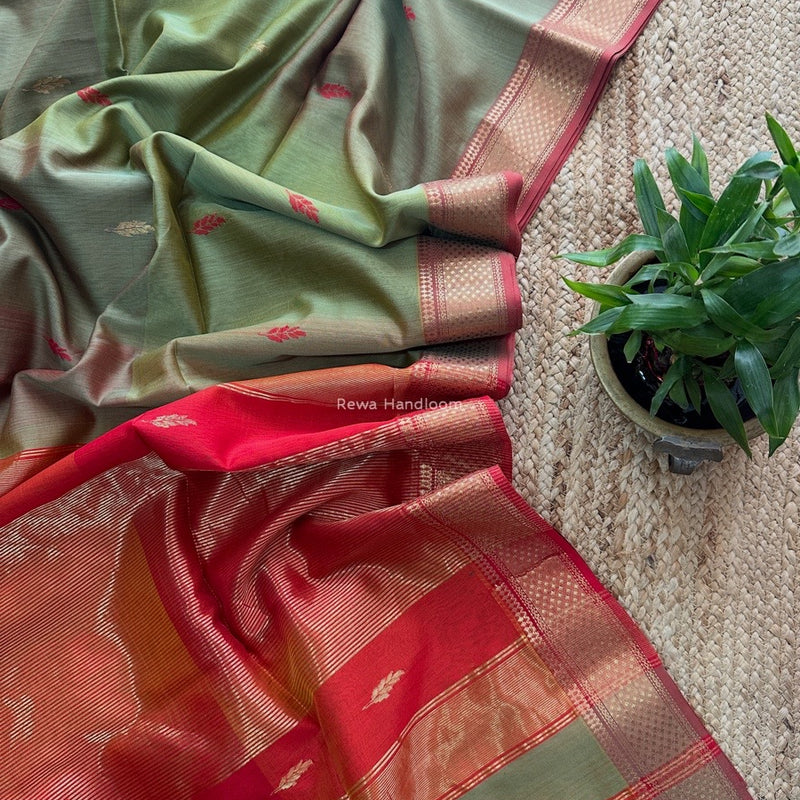 Maheshwari Pista Green Shaded Butti Saree SBBS07