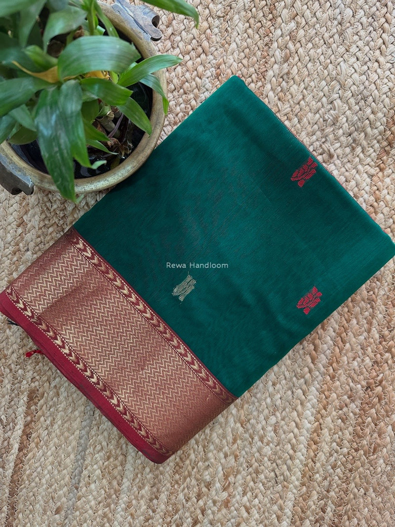 Maheshwari Green Flower Butti Saree NPBS010