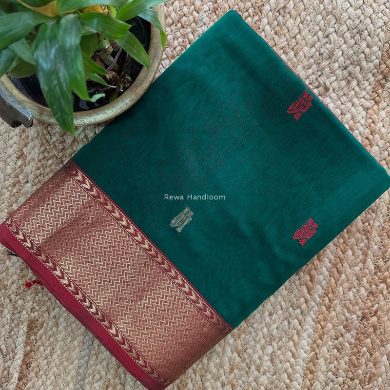 Maheshwari Green Flower Butti Saree NPBS010