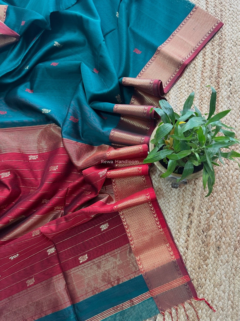 Maheshwari Morpankhi Flower Butti Saree NPBS04