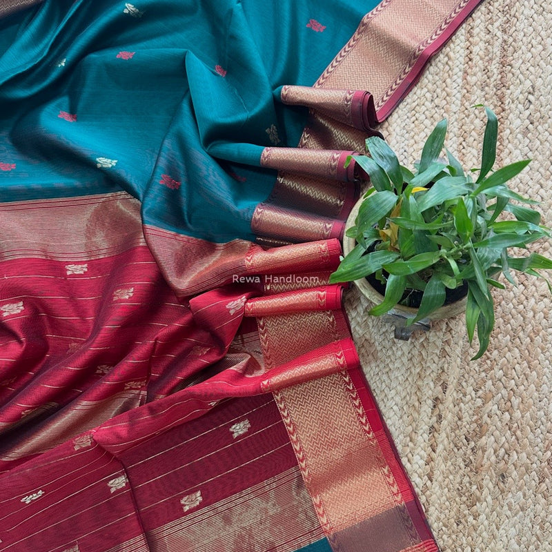 Maheshwari Morpankhi Flower Butti Saree NPBS04