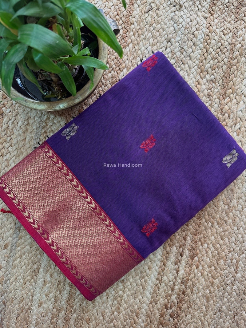 Maheshwari Purple Flower Butti Saree NPBS07