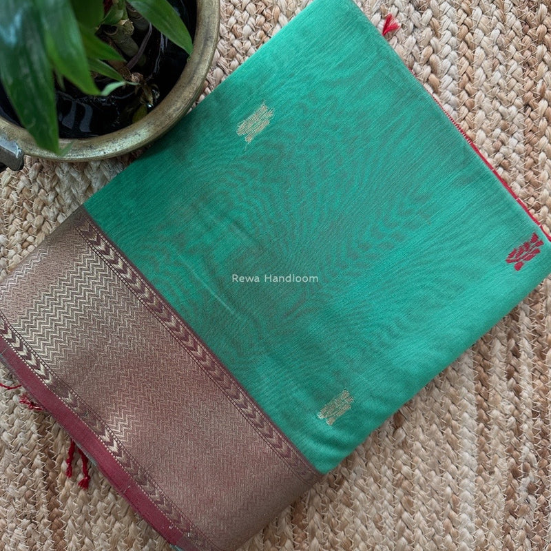 Maheshwari Aqua Green Flower Butti Saree NPBS06