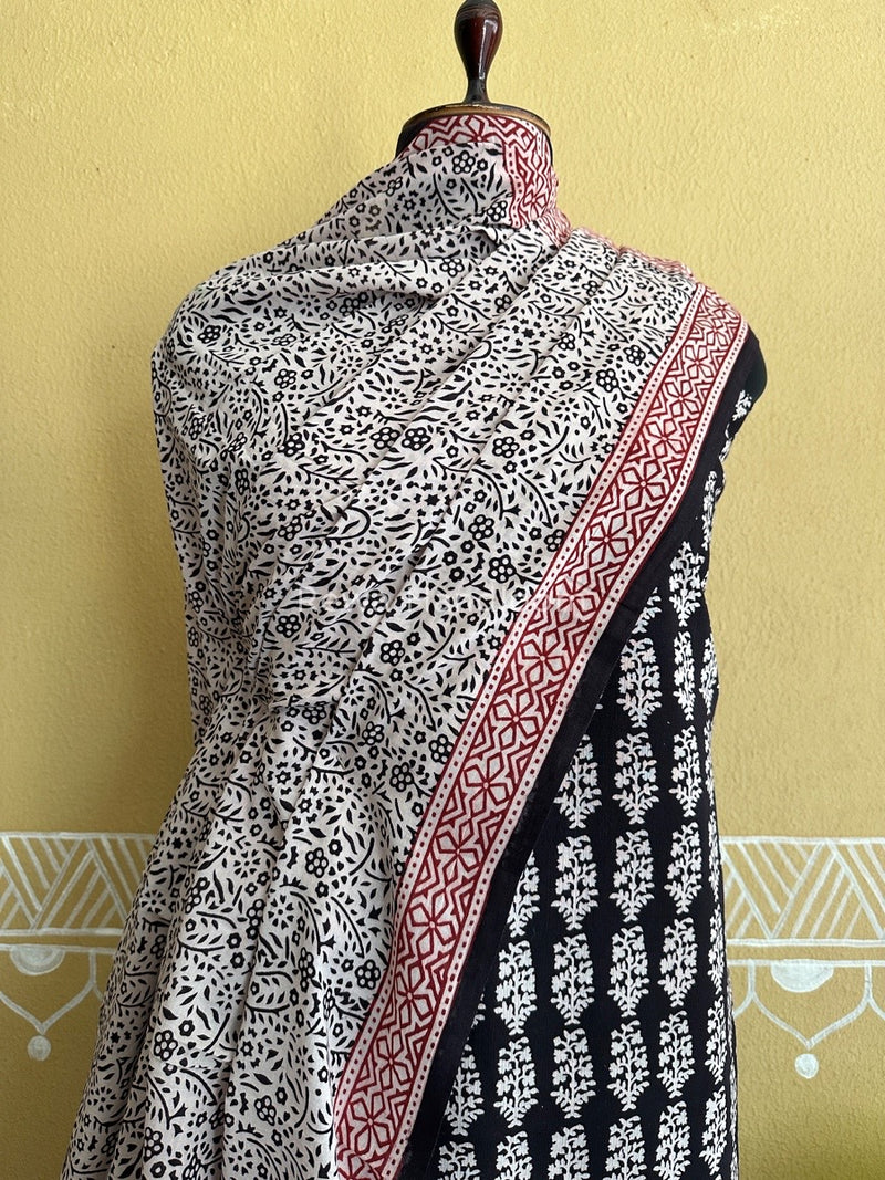 Black-White Bagh Print Cotton Suit BCSP0137