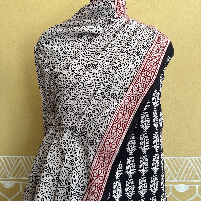 Black-White Bagh Print Cotton Suit BCSP0137