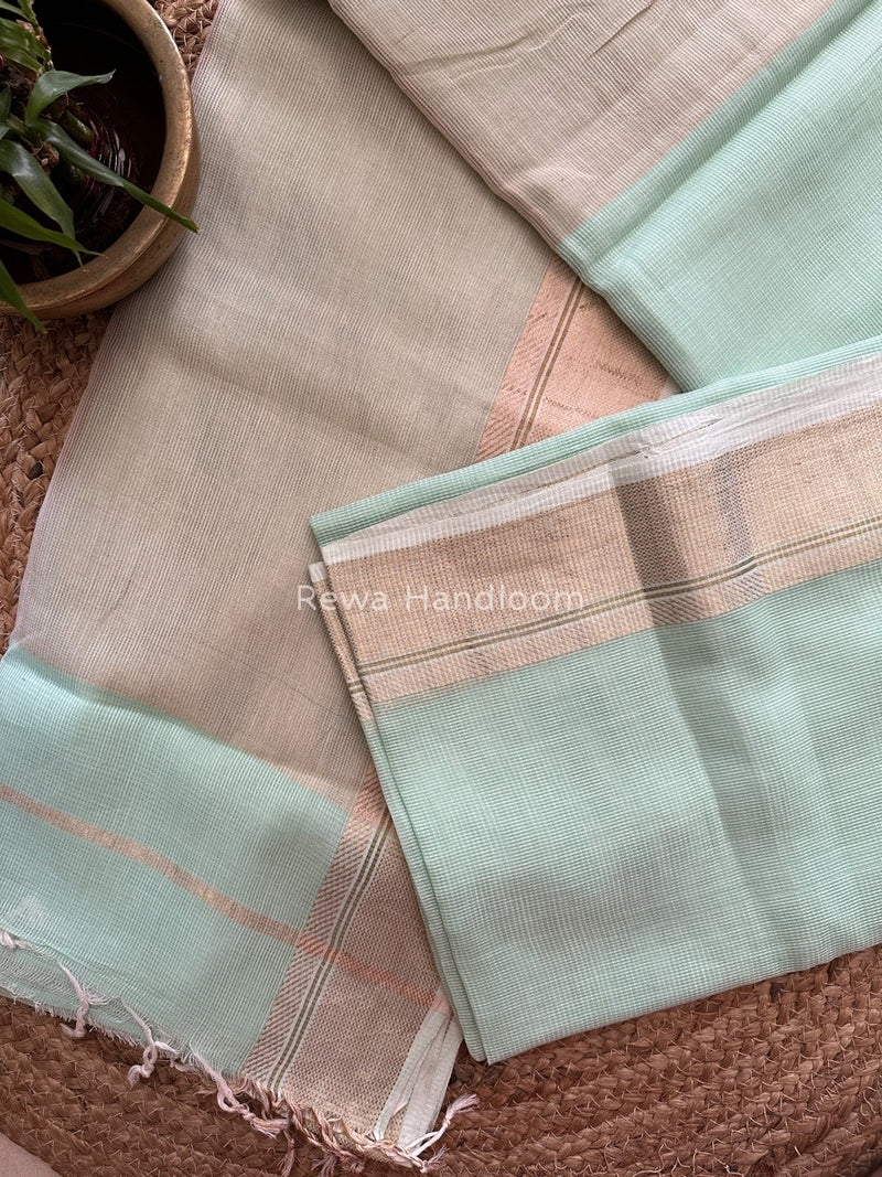Exclusive Maheswari Self Checks Light Pista Saree MCS040