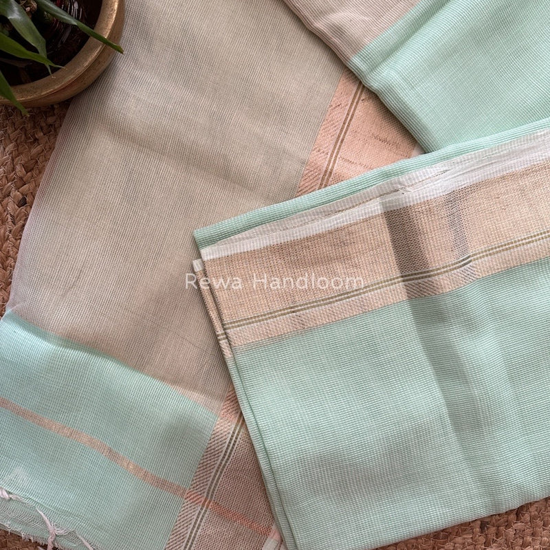 Exclusive Maheswari Self Checks Light Pista Saree MCS040