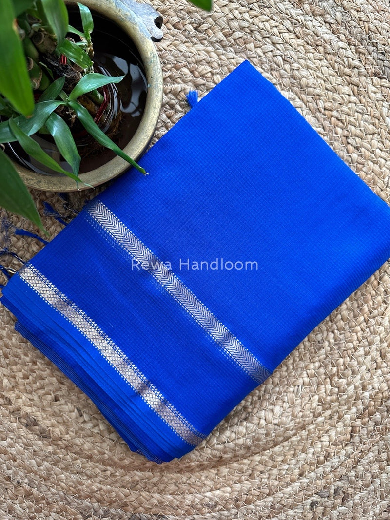 Exclusive Maheswari Self Checks Royal Blue Saree MCS039